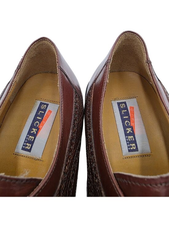 NEW Vintage Exotic Ostrich Leg Dress Shoes City Slicker Brown Mens 8M Oxfords main image 6